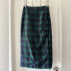 Robin Sinkler Vintage Green and Blue Plaid Pencil Skirt